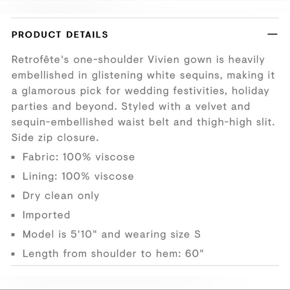 Retrofete Vivien One-Shoulder Sequin Gown | Moonglow White | Med | NWT - Picture 7 of 8